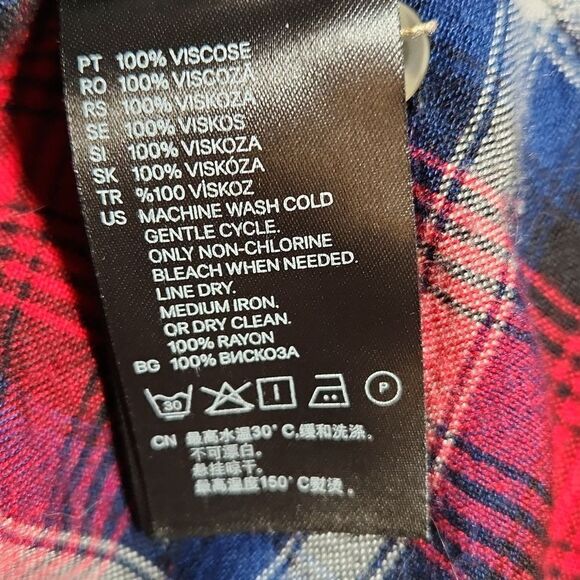 🧚♂️H&M Divided Red & Blue Plaid Long Sleeved Tunic Top Size 10 - Picture 11 of 13